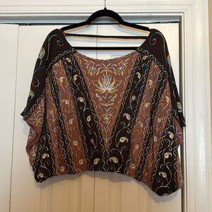 Free People Embroidered Open Back Top